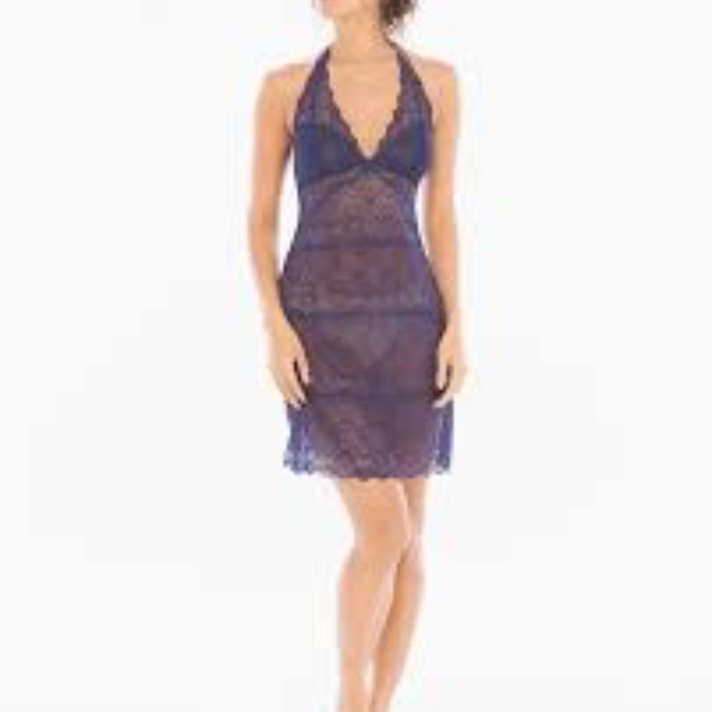 Navy Soma Allover Lace Chemise - NWOT